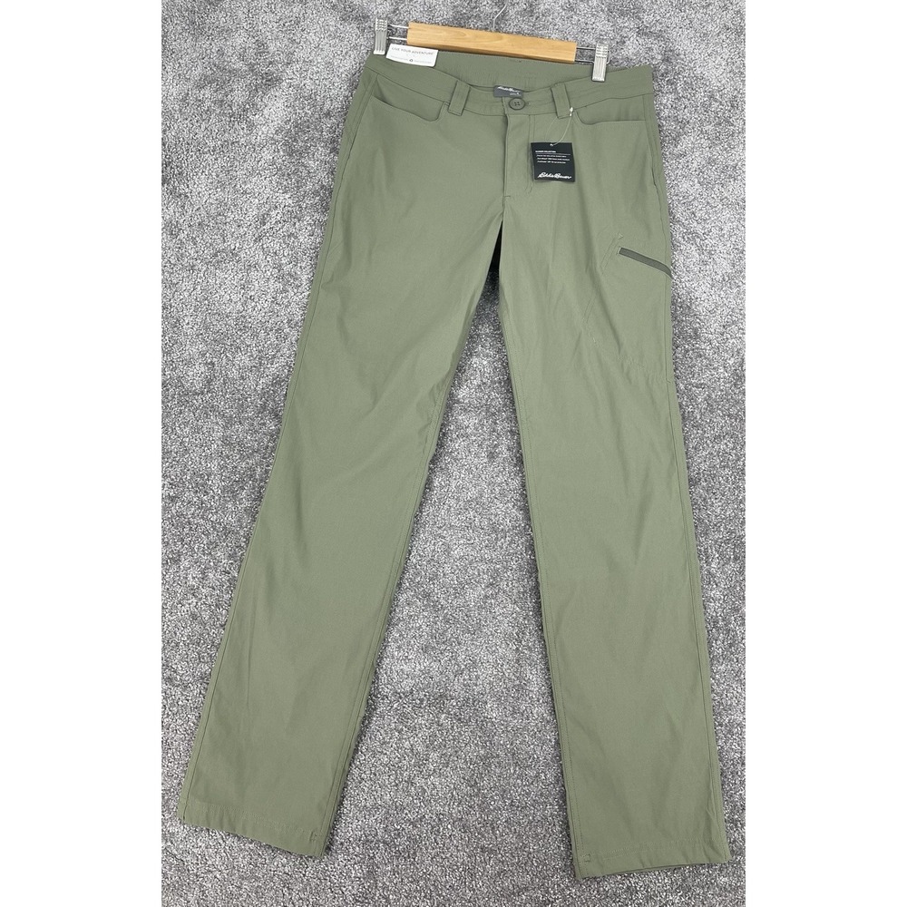 Eddie Bauer Rainier Pants Womens 4 Green Hiking Outdoor Stretch UPF 50 NWT